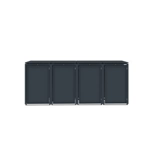 Dark Grey Metal Wheelie Bin Storage - Quadruple - With Lift Lid - Without Wooden Slats