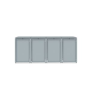 Light Grey Metal Wheelie Bin Storage - Quadruple - With Lift Lid - Without Wooden Slats