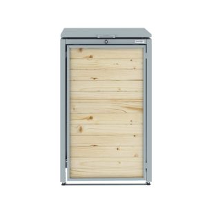 Light Grey Metal Wheelie Bin Storage - Single - With Lift Lid