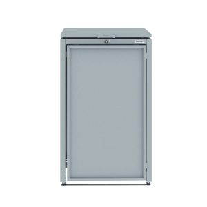 Light Grey Metal Wheelie Bin Storage - Single - With Lift Lid - Without Wooden Slats