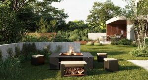 Oak Garden Fire Pit and Log Storage