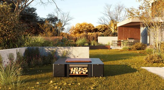 Oak Garden Fire Pit and Log Storage